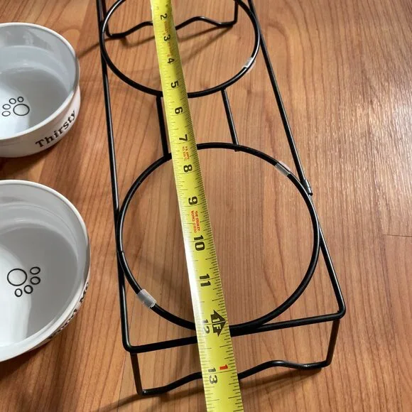 Ceramic Stoneware Bowls and Metal Stand for Cat or Small Dog. NEW, NEVER USED! - Picture 11 of 14